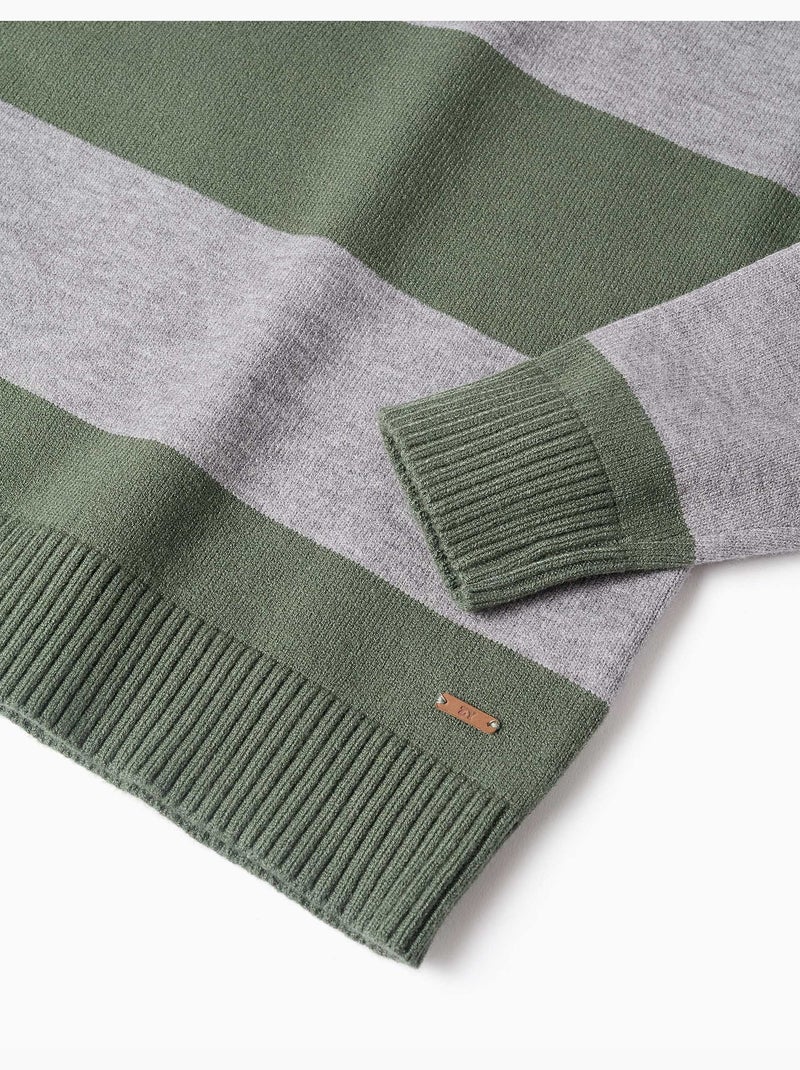 Pull en maille à rayures Vert foncé - Kiabi