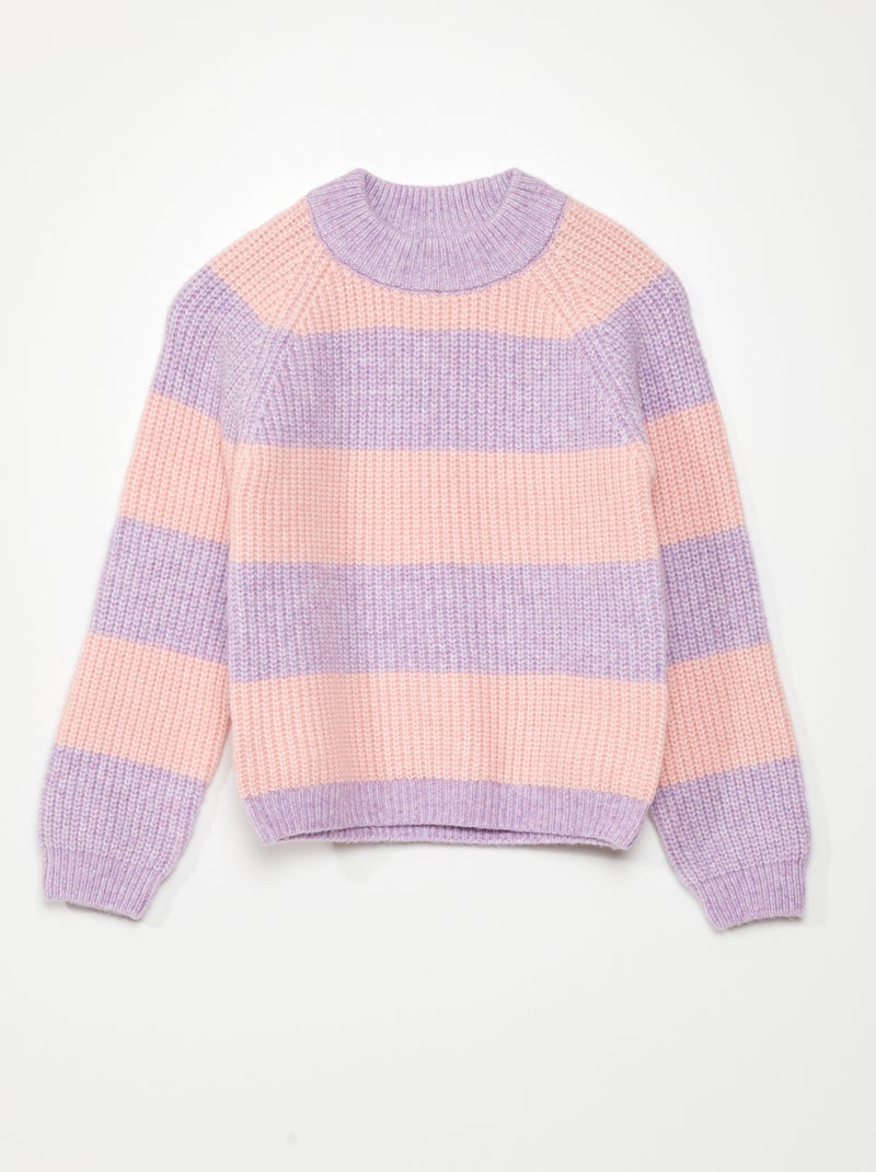 Pull en maille à 'rayures' Violet - Kiabi