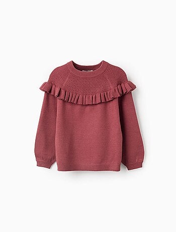 Pull en maille à volants et manches bouffantes