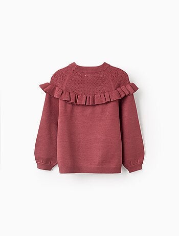 Pull en maille à volants et manches bouffantes