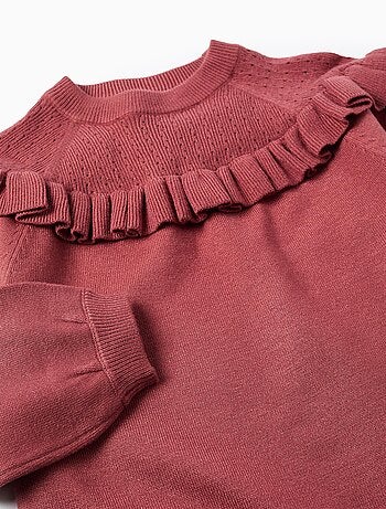 Pull en maille à volants et manches bouffantes