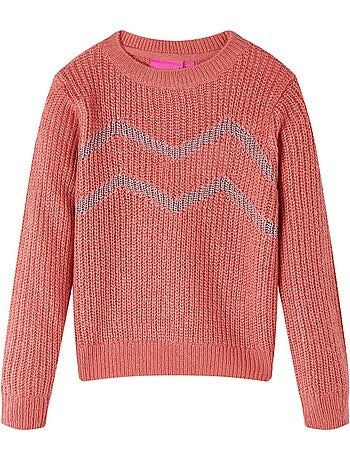 Pull en maille acrylique à rayures intarsia col rond - vidaxl