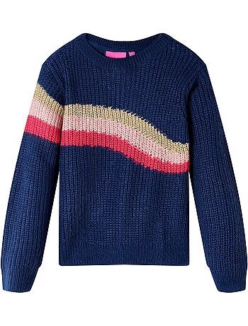 Pull en maille acrylique col rond à côtes ondulées - vidaxl
