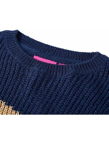 Pull en maille acrylique col rond à côtes ondulées - vidaxl