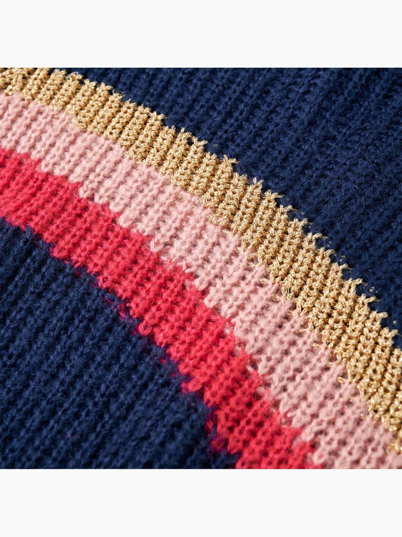 Pull en maille acrylique col rond à côtes ondulées - vidaxl Bleu - Kiabi