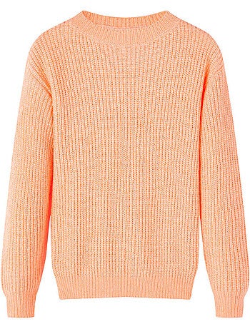 Pull en maille acrylique fluo à encolure ronde manches longues - vidaxl