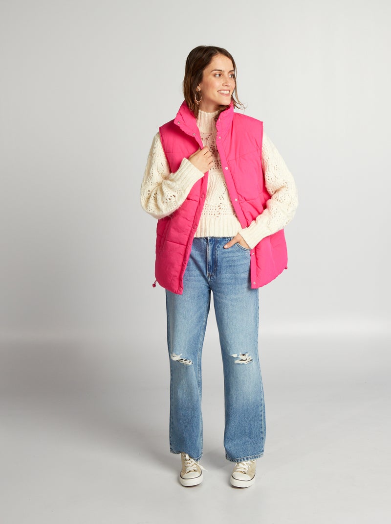 Pull en maille ajourée à col montant Ecru - Kiabi