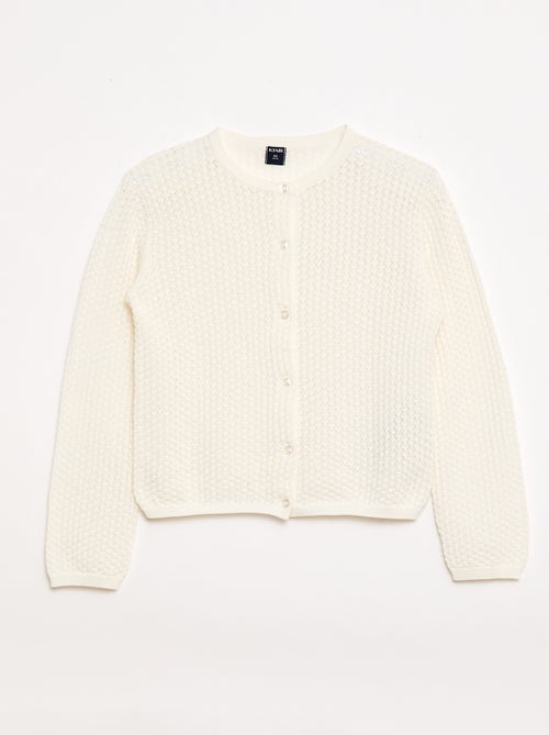 Pull en maille ajourée à col rond - Kiabi