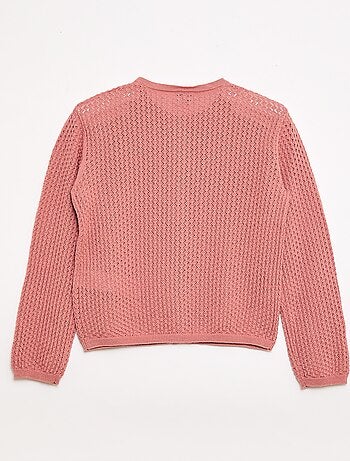 Pull en maille ajourée à col rond