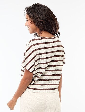 Pull en maille ajourée à manches courtes