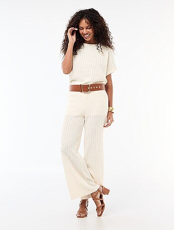 Pull en maille ajourée à manches courtes