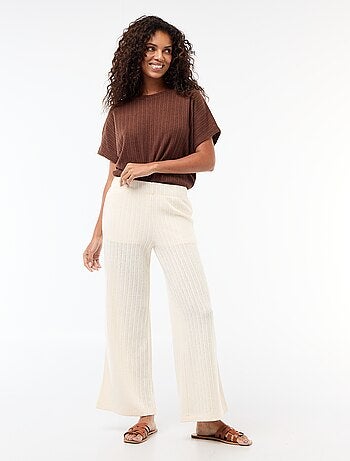 Pull en maille ajourée à manches courtes