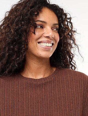 Pull en maille ajourée à manches courtes