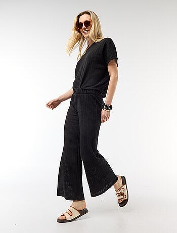 Pull en maille ajourée à manches courtes