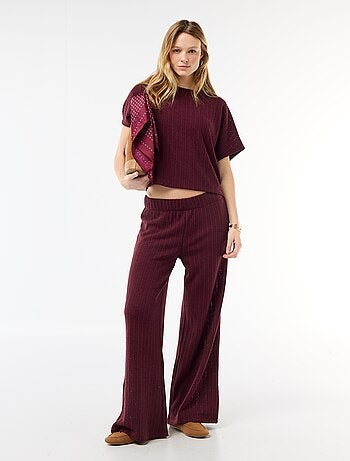 Pull en maille ajourée à manches courtes