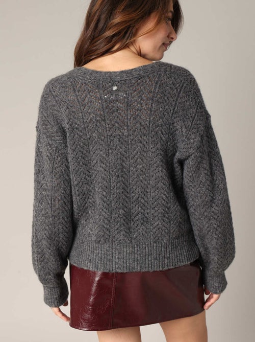 Pull en maille ajourée avec boutons 
 'Deeluxe' - Kiabi