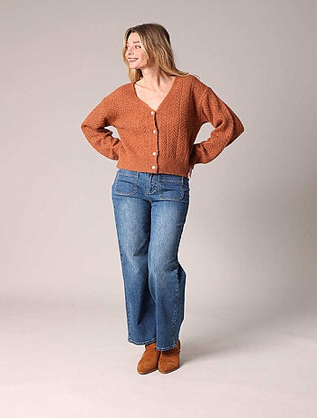 Pull en maille ajourée avec boutons 'Deeluxe'