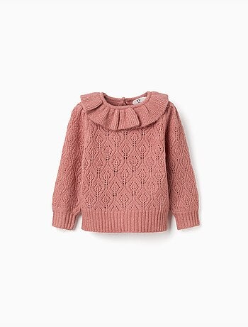 Pull en maille ajourée avec col à volants