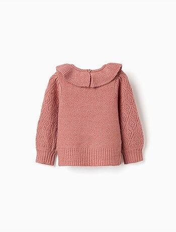 Pull en maille ajourée avec col à volants
