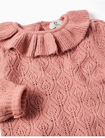Pull en maille ajourée avec col à volants