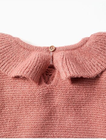 Pull en maille ajourée avec col à volants