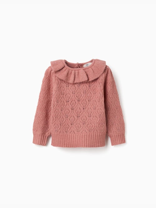 Pull en maille ajourée avec col à volants - Kiabi Pull en maille ajourée avec col à volants - Kiabi