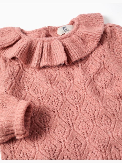 Pull en maille ajourée avec col à volants - Kiabi Pull en maille ajourée avec col à volants - Kiabi