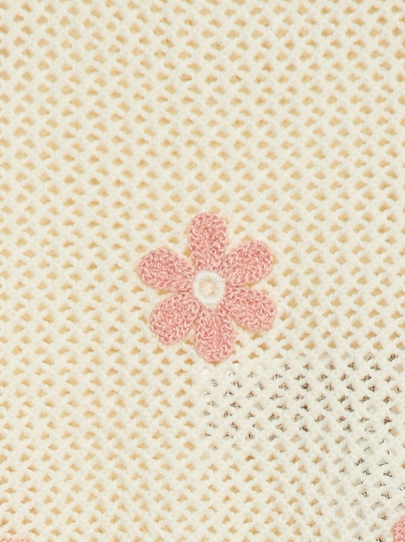 Pull en maille ajourée avec fleurs ROSE - Kiabi