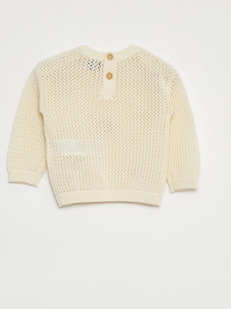 Pull en maille ajourée avec fleurs ROSE - Kiabi