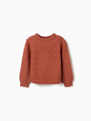 Pull en maille ajourée avec manches bouffantes