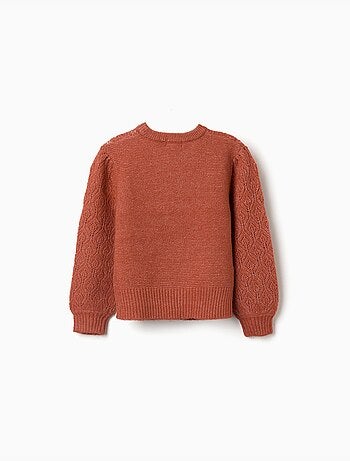 Pull en maille ajourée avec manches bouffantes