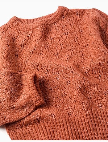 Pull en maille ajourée avec manches bouffantes