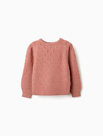 Pull en maille ajourée avec manches bouffantes