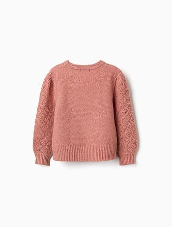 Pull en maille ajourée avec manches bouffantes