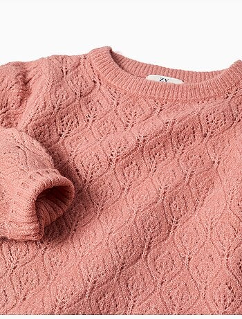 Pull en maille ajourée avec manches bouffantes