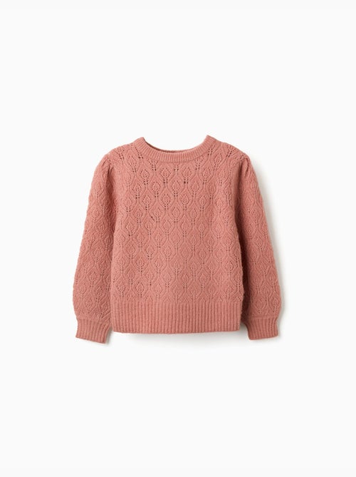 Pull en maille ajourée avec manches bouffantes - Kiabi