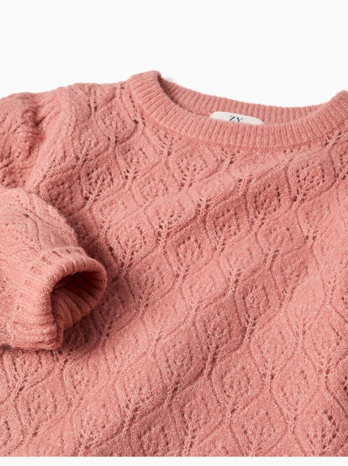 Pull en maille ajourée avec manches bouffantes - Kiabi