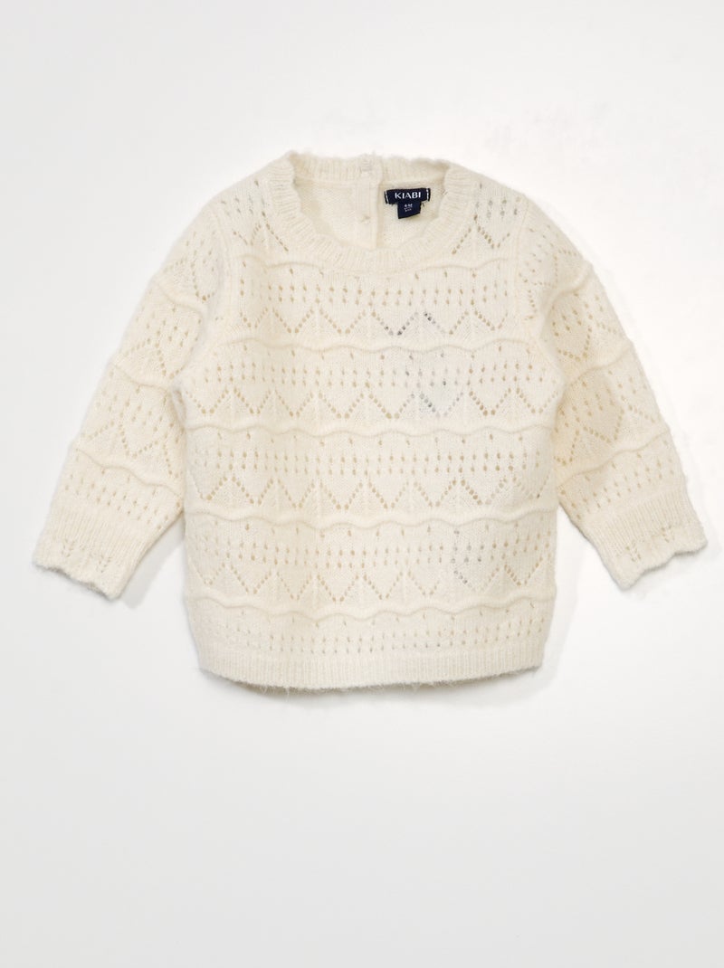 Pull en maille ajourée Blanc - Kiabi