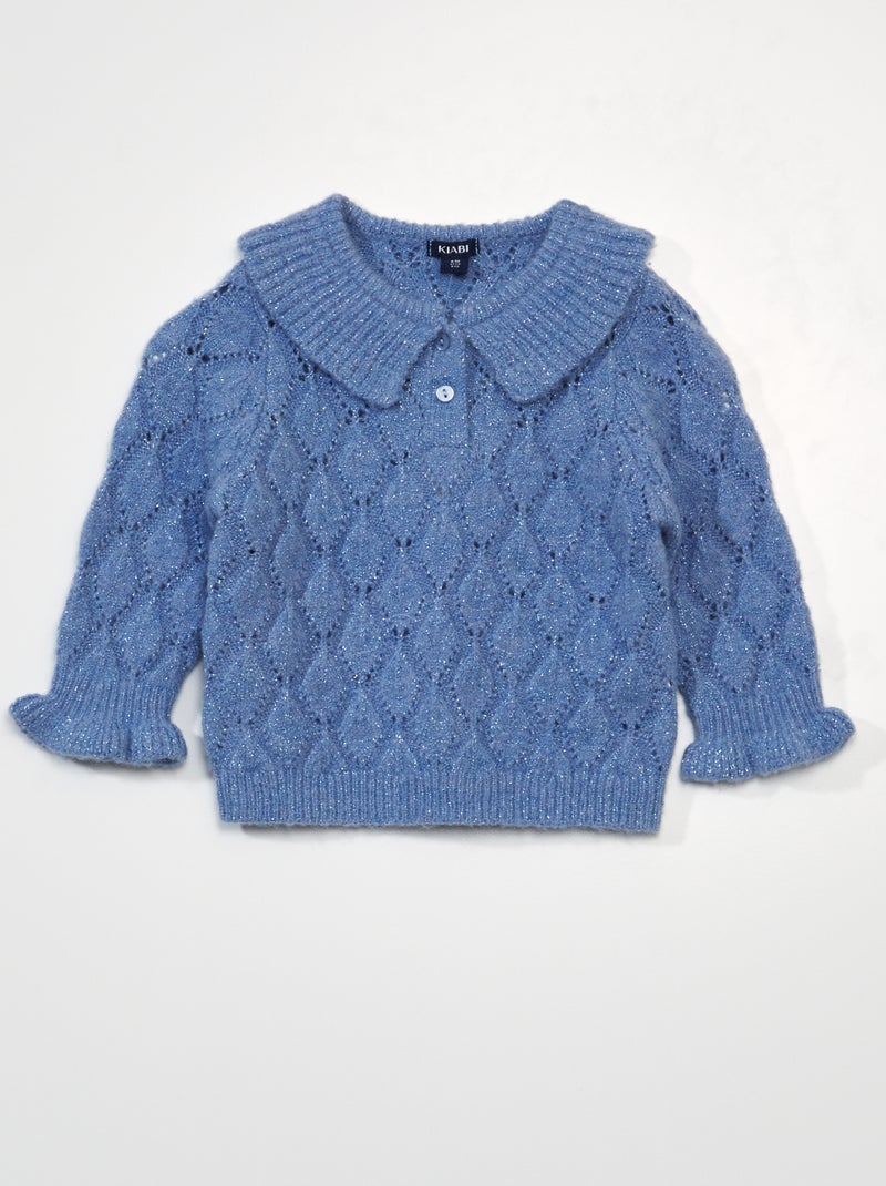 Pull en maille ajourée Bleu - Kiabi
