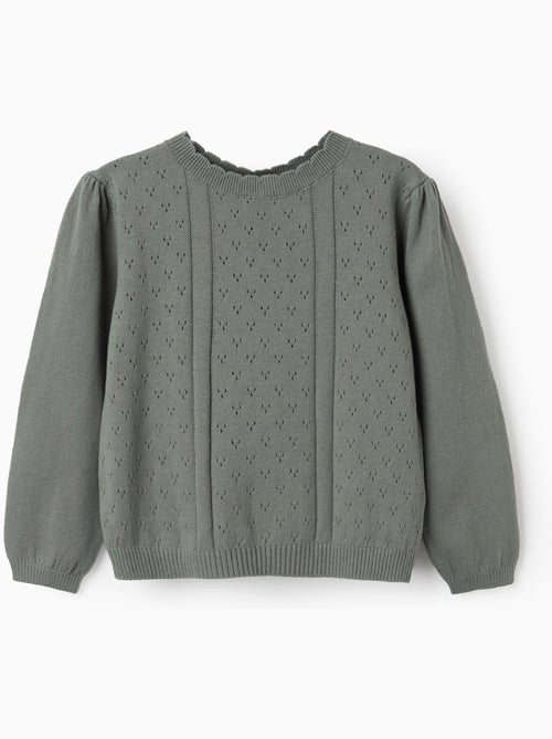 Pull en maille ajourée de coton B&S - Kiabi