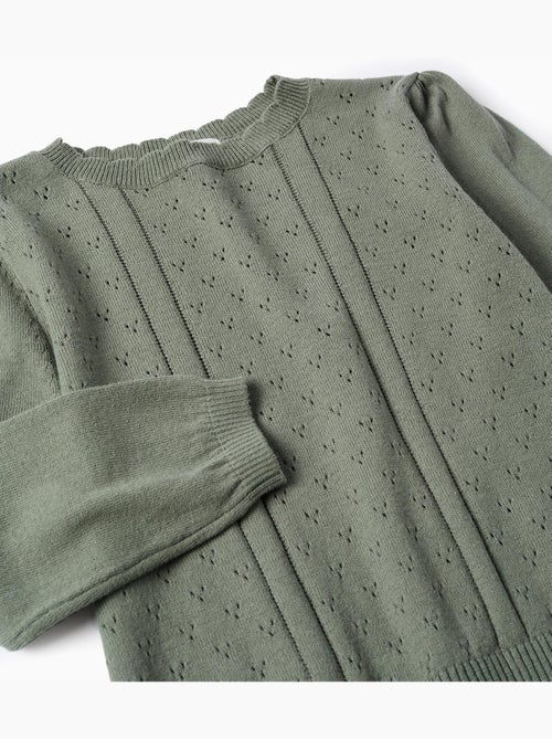 Pull en maille ajourée de coton B&S - Kiabi