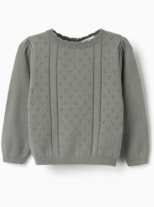 Pull en maille ajourée de coton B&S - Kiabi