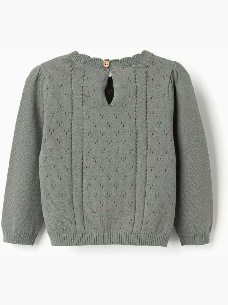 Pull en maille ajourée de coton B&S Vert clair - Kiabi