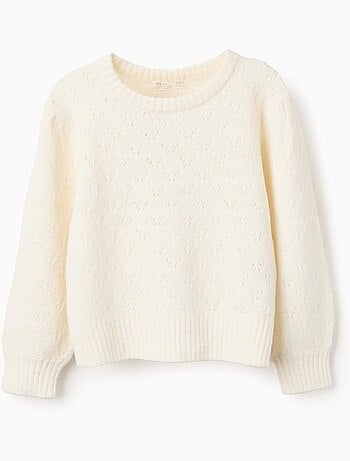 Pull en Maille Ajourée et Épaules Tombantes