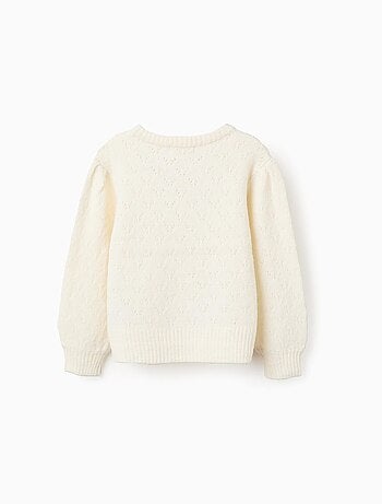 Pull en Maille Ajourée et Épaules Tombantes
