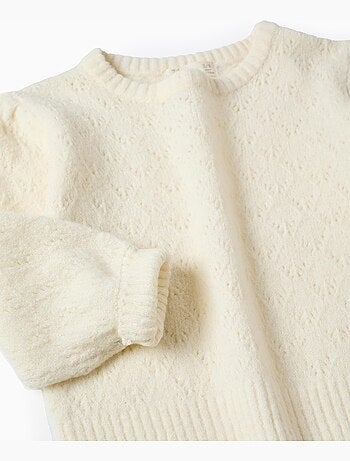 Pull en Maille Ajourée et Épaules Tombantes