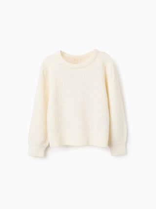 Pull en Maille Ajourée et Épaules Tombantes