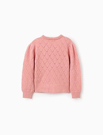 Pull en Maille Ajourée et Épaules Tombantes