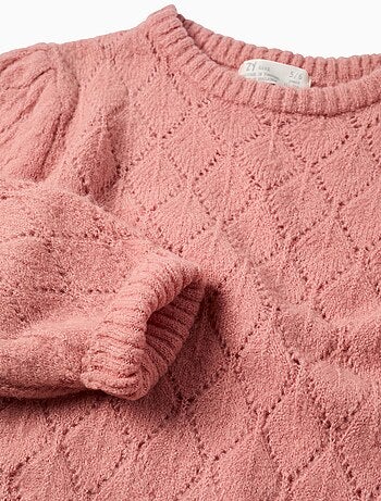 Pull en Maille Ajourée et Épaules Tombantes