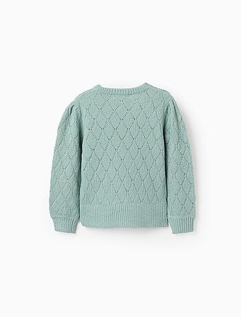 Pull en Maille Ajourée et Épaules Tombantes